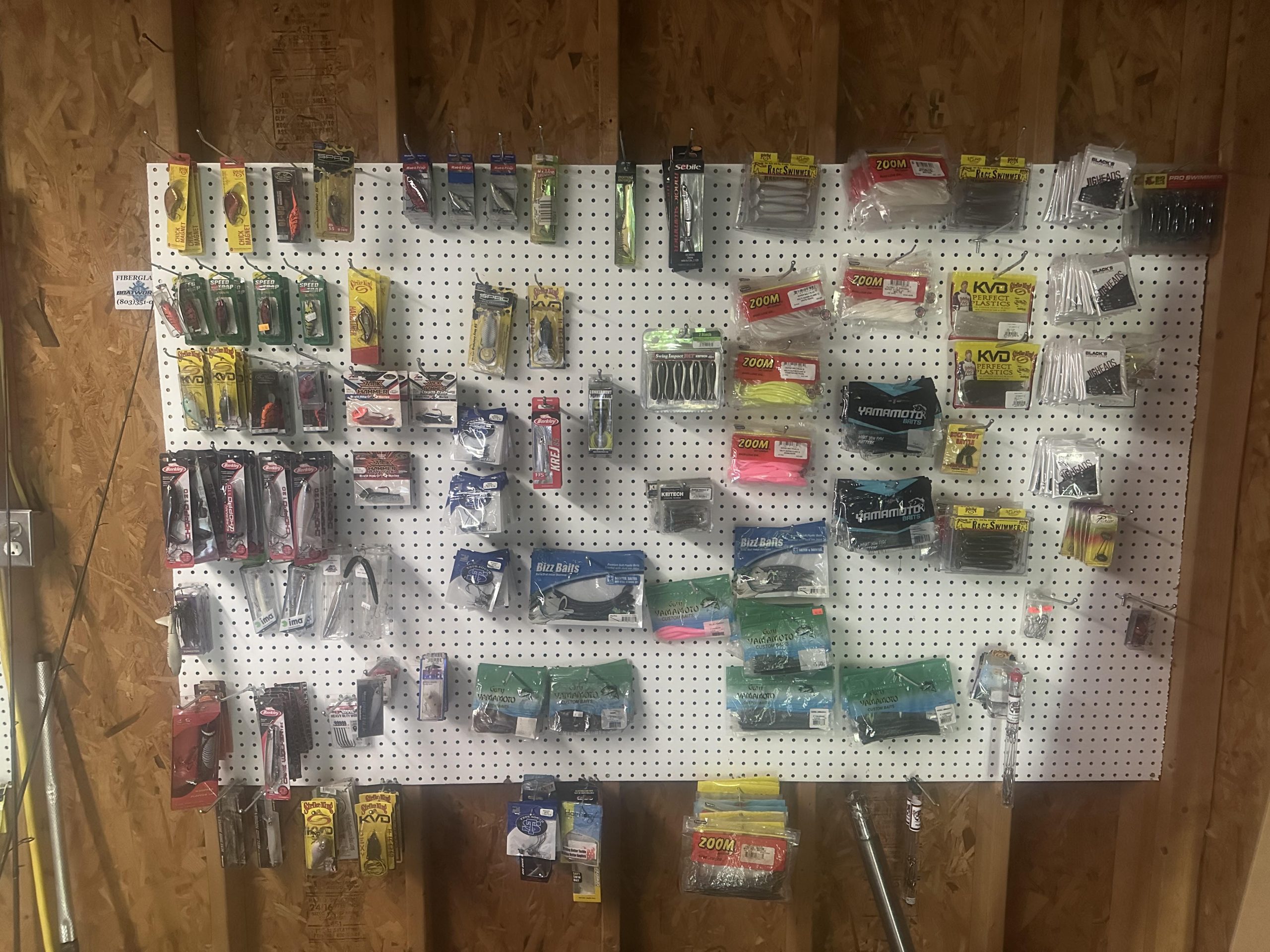 Photo of the shed tackle pegboard